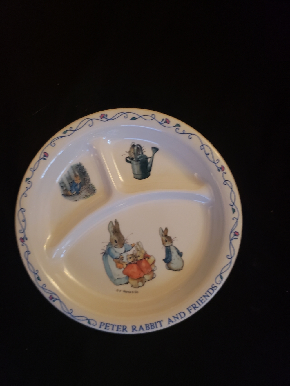 Peter Rabbit & Friends Beatrix Potter Vintage Divided Kids Dinner Plate - White